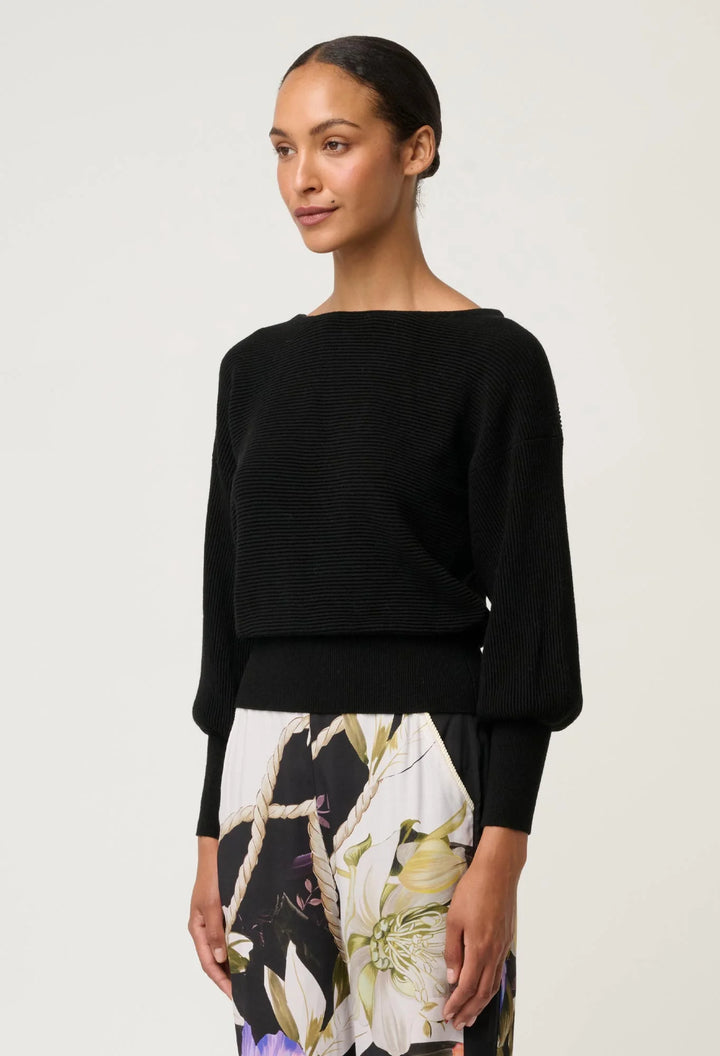OnceWas Clarissa Merino Wool Blend Reversible Knit - Black - Shop 9