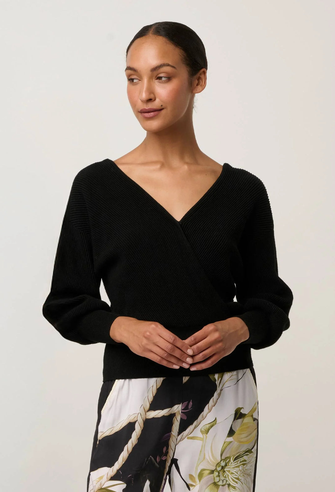 OnceWas Clarissa Merino Wool Blend Reversible Knit - Black - Shop 9