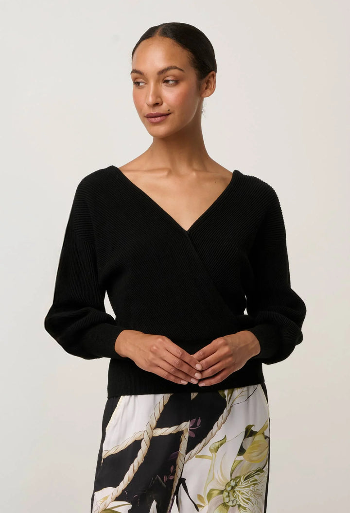 OnceWas Clarissa Merino Wool Blend Reversible Knit - Black - Shop 9