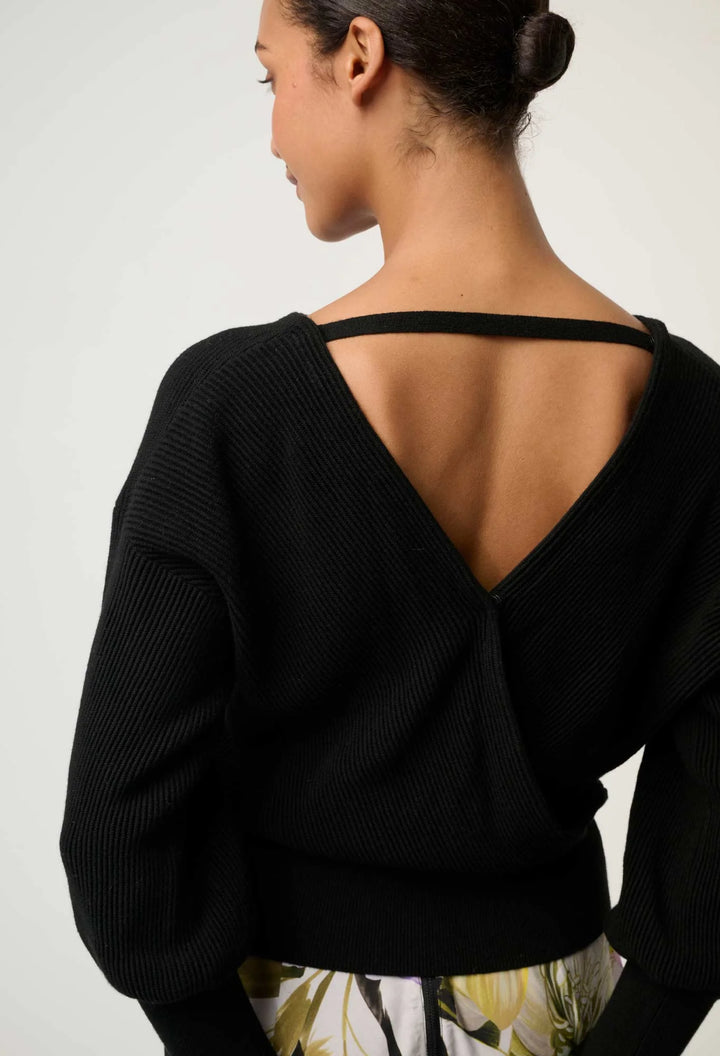 OnceWas Clarissa Merino Wool Blend Reversible Knit - Black - Shop 9