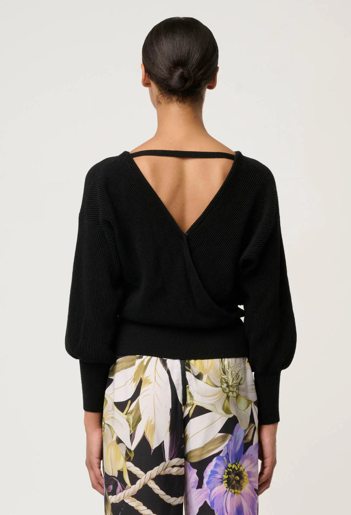 OnceWas Clarissa Merino Wool Blend Reversible Knit - Black - Shop 9