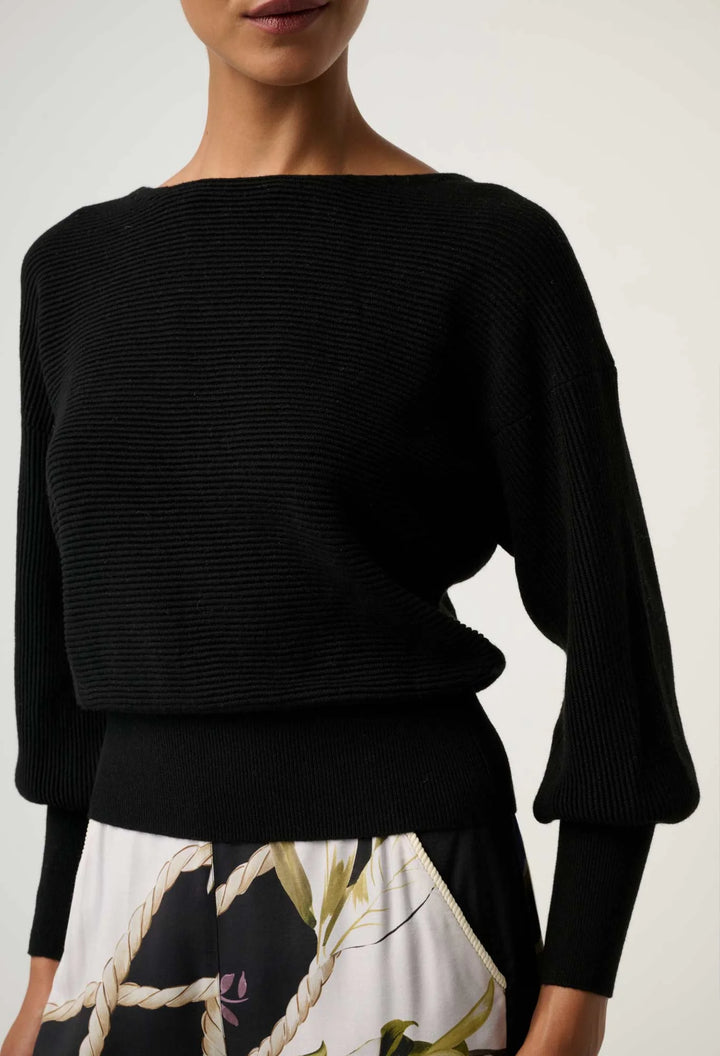 OnceWas Clarissa Merino Wool Blend Reversible Knit - Black - Shop 9