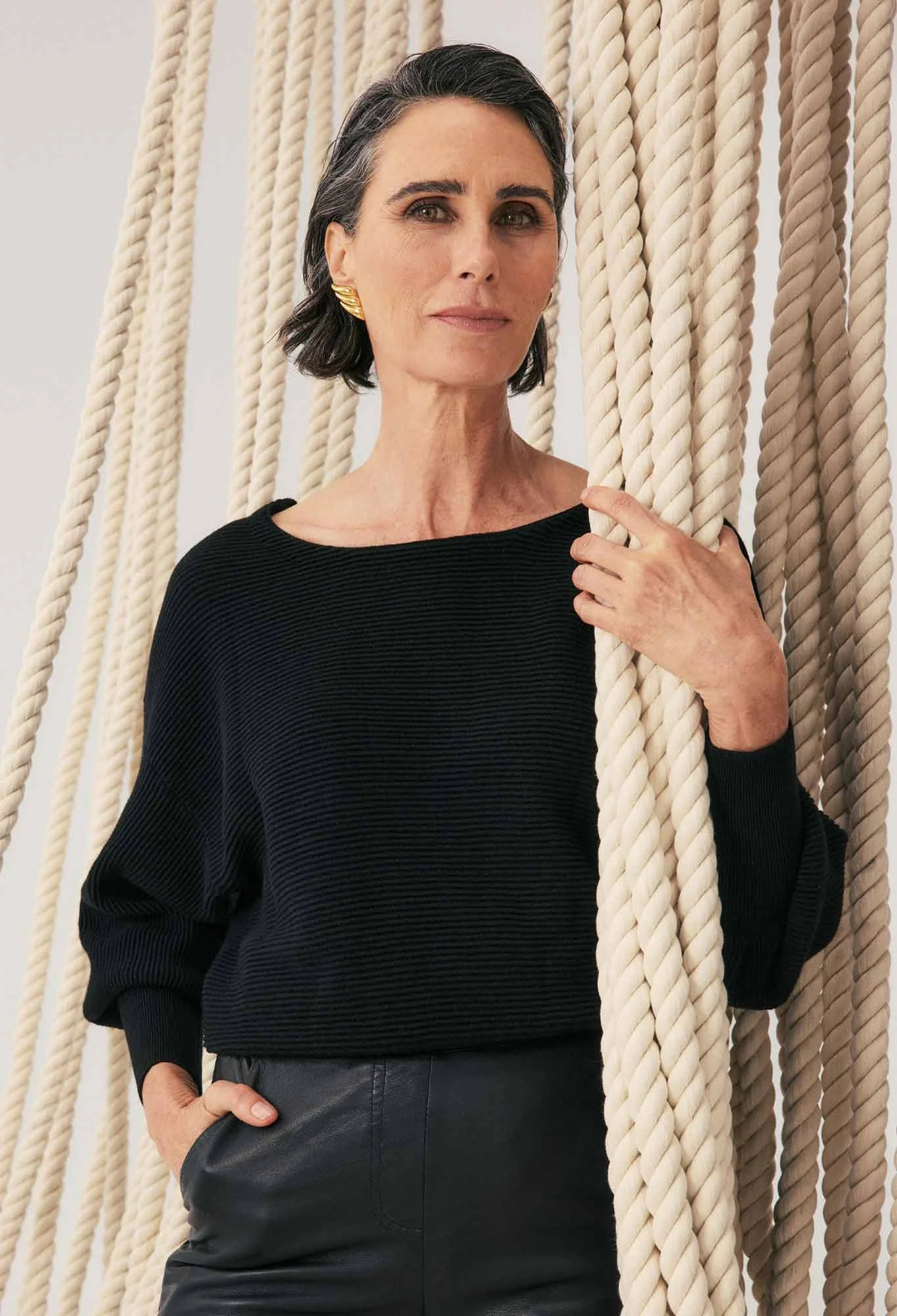 OnceWas Clarissa Merino Wool Blend Reversible Knit - Black - Shop 9