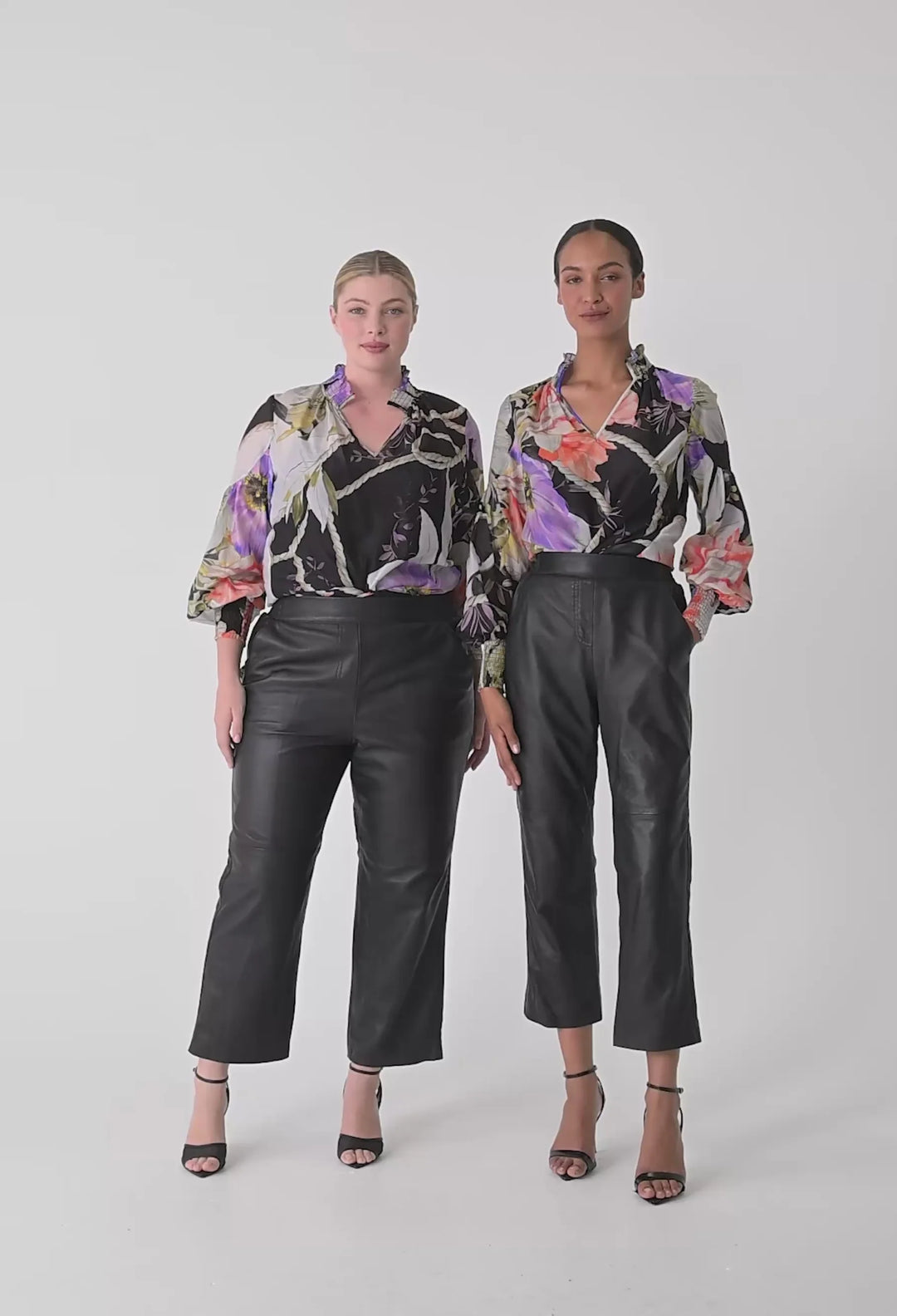 OnceWas Colette Cotton Silk Shirred Blouse - Tangled Blossom - Shop 9