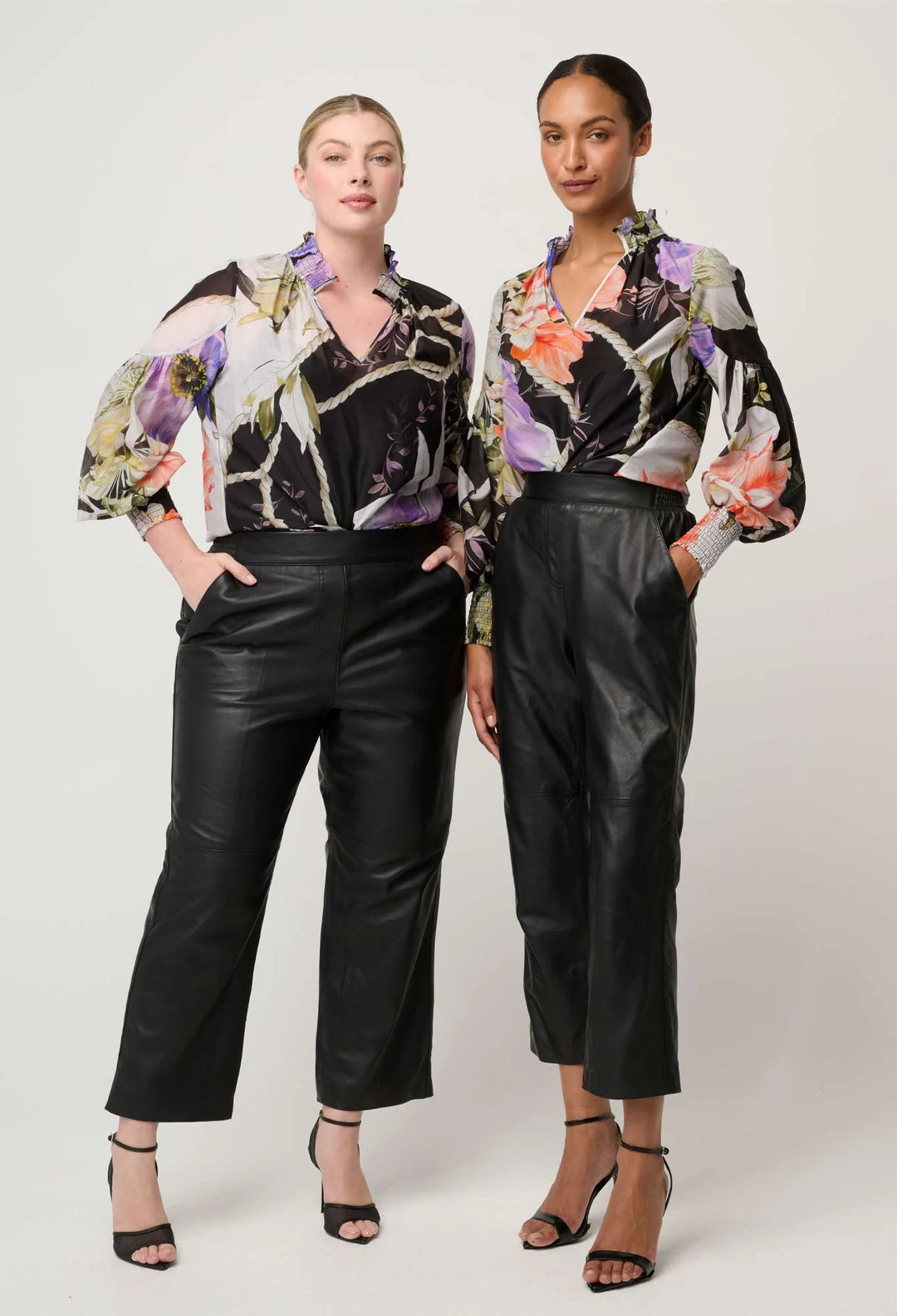 OnceWas Colette Cotton Silk Shirred Blouse - Tangled Blossom - Shop 9
