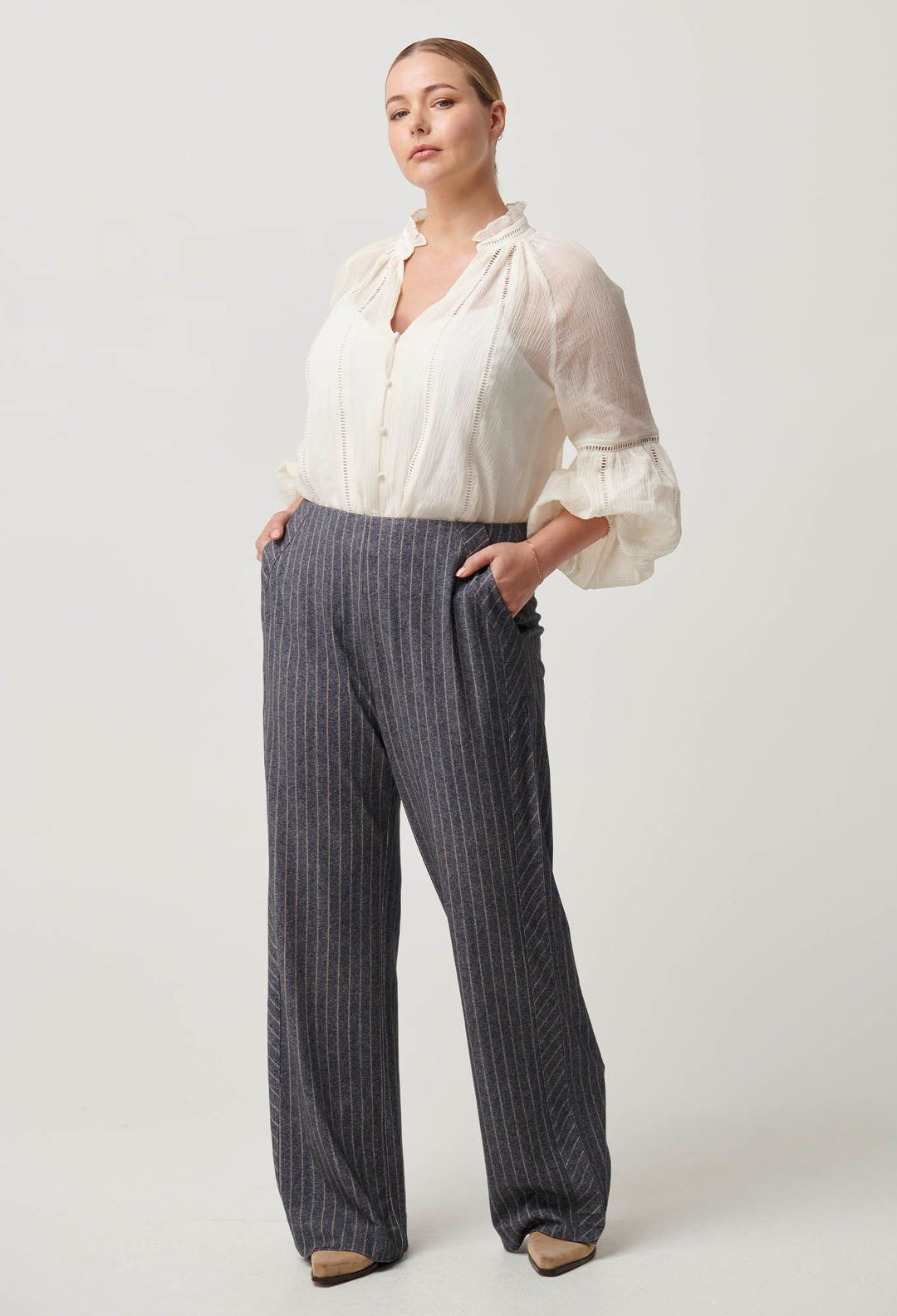 OnceWas Coraline Chevron Stripe Panelled Pant - Shop 9