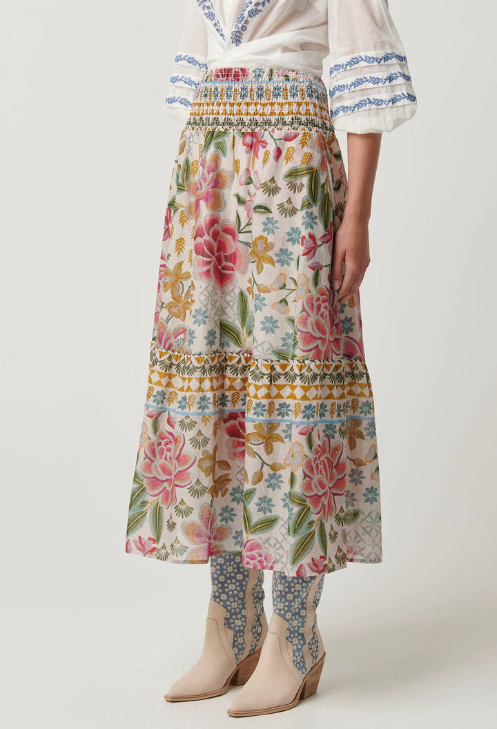 OnceWas Cordelia Cotton Slub Skirt - Azalea Fields - Shop 9