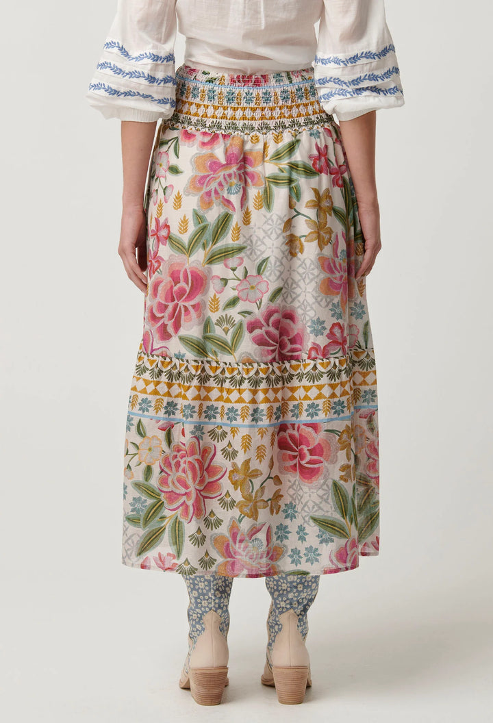 OnceWas Cordelia Cotton Slub Skirt - Azalea Fields - Shop 9