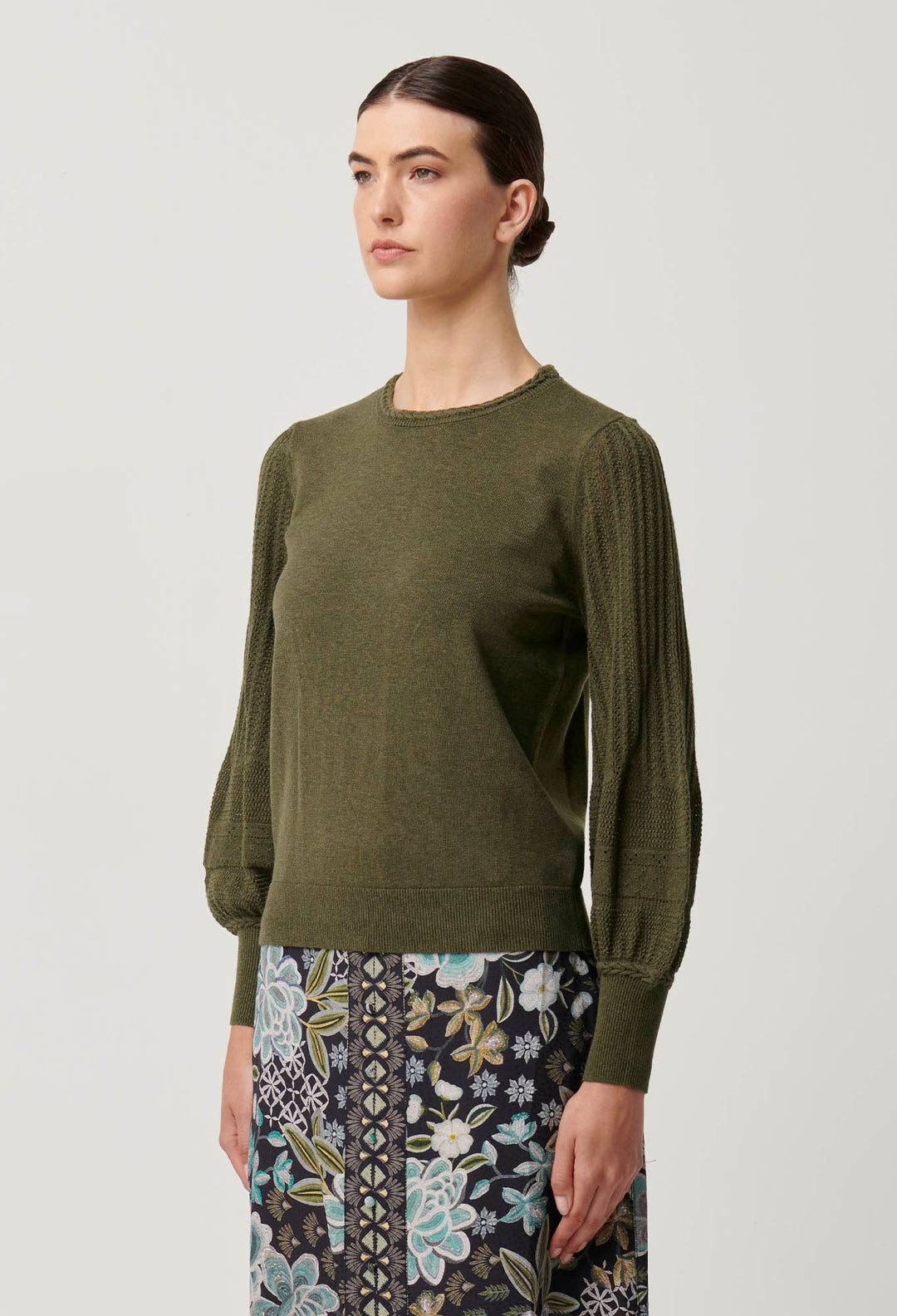 OnceWas Eastyn Merino Wool Cotton Blend Knit - Moss - Shop 9