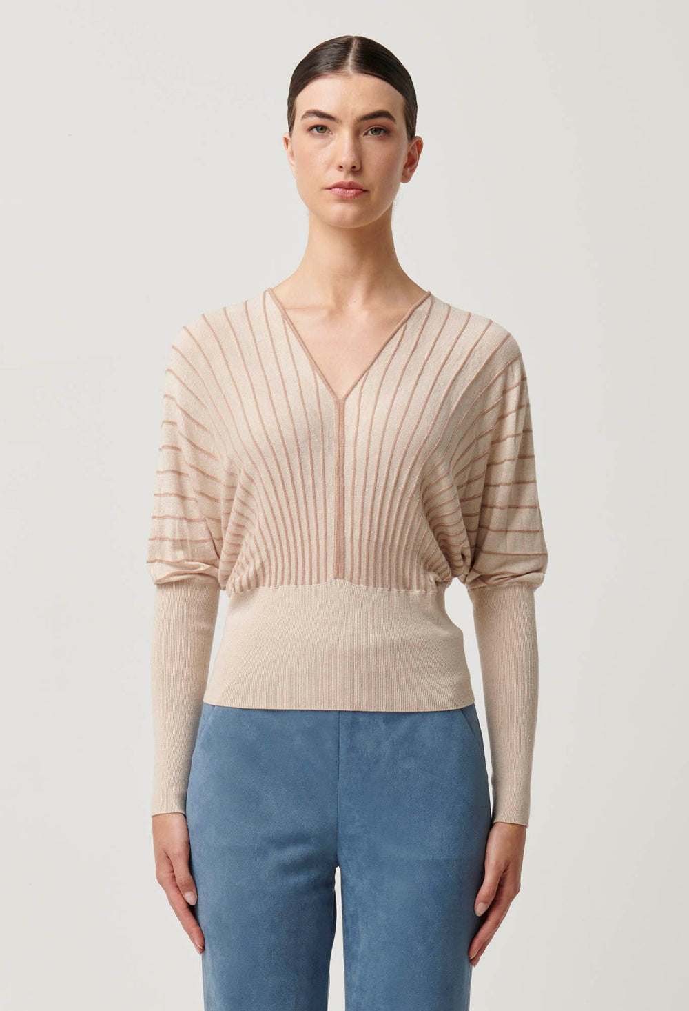 OnceWas Francine Viscose Metallic Blend Stripe Knit Top - Shop 9