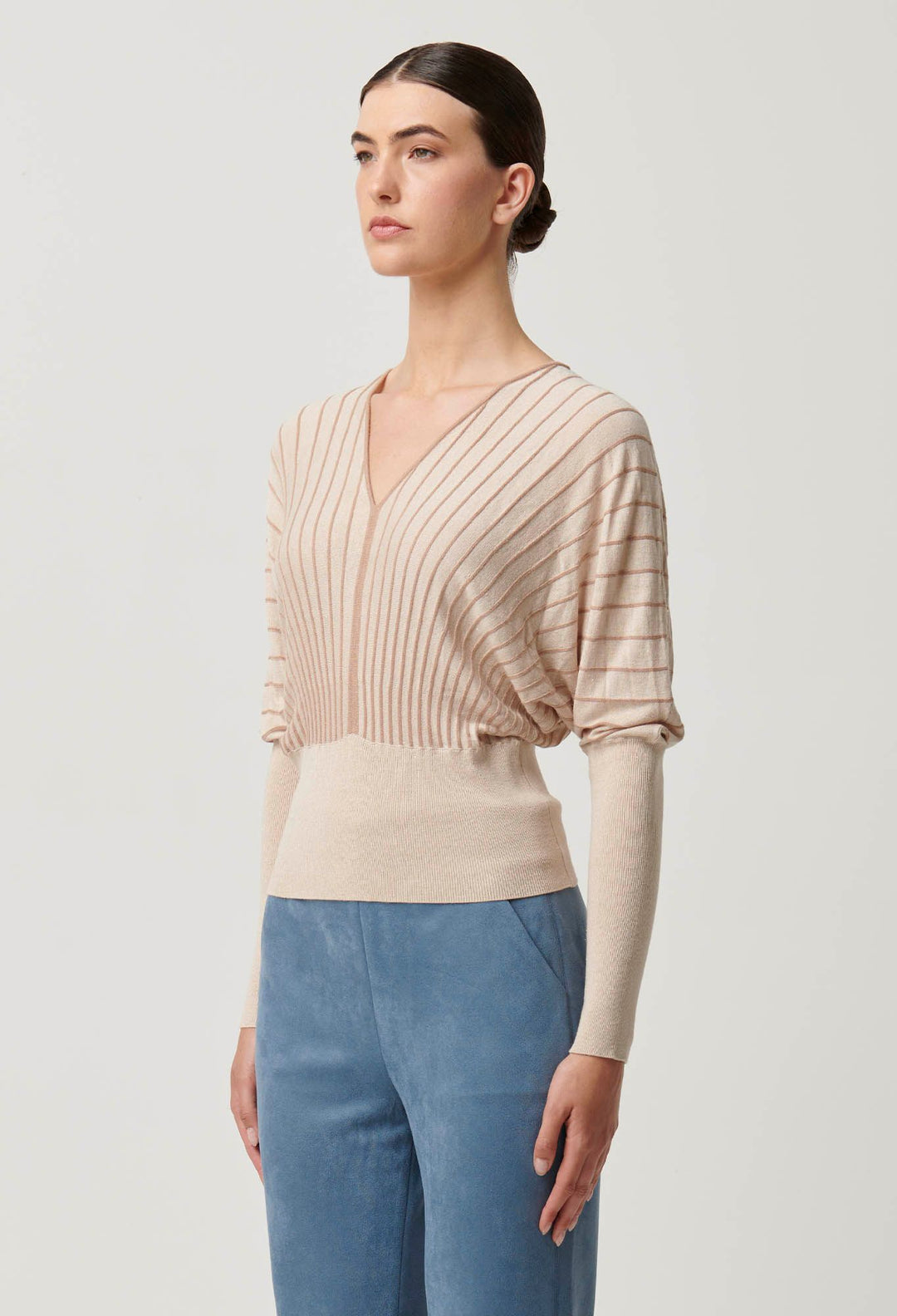 OnceWas Francine Viscose Metallic Blend Stripe Knit Top - Shop 9