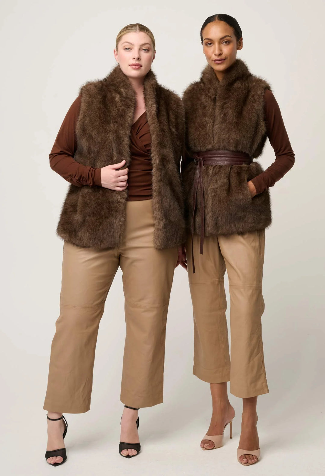 OnceWas Hazel Faux Fur Vest - Walnut - Shop 9