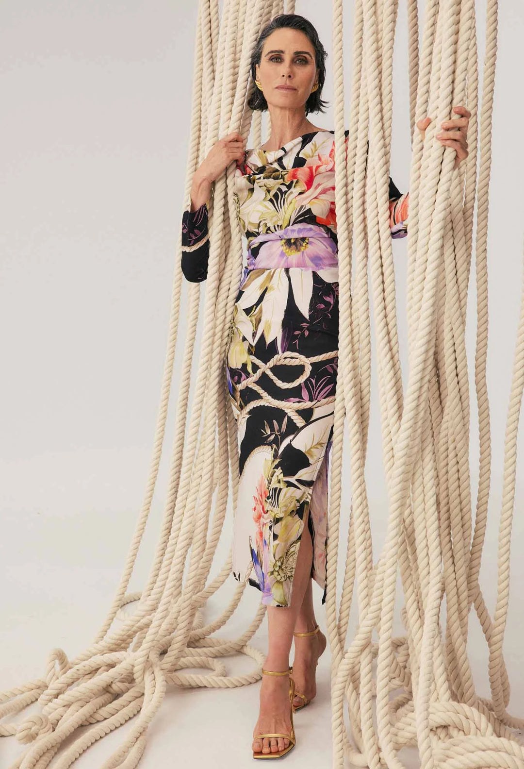 OnceWas Jayden Cupro Viscose Stretch Dress - Tangled Blossom - Shop 9