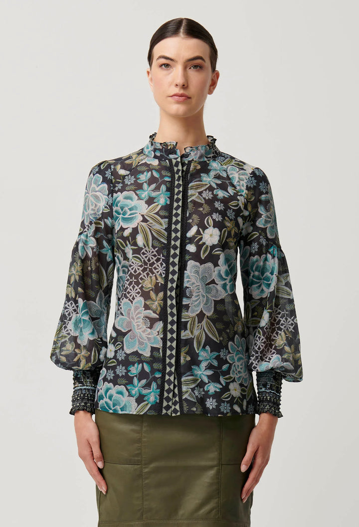 OnceWas Knox Cotton Silk Shirt - Dahlia Fields - Shop 9