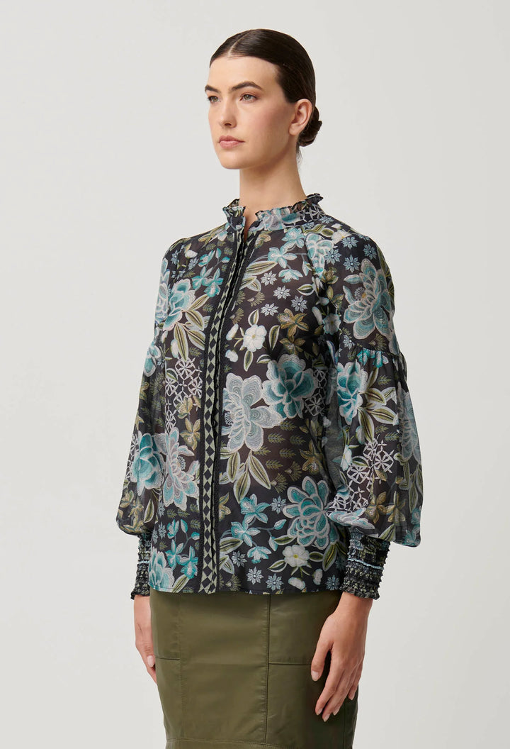 OnceWas Knox Cotton Silk Shirt - Dahlia Fields - Shop 9