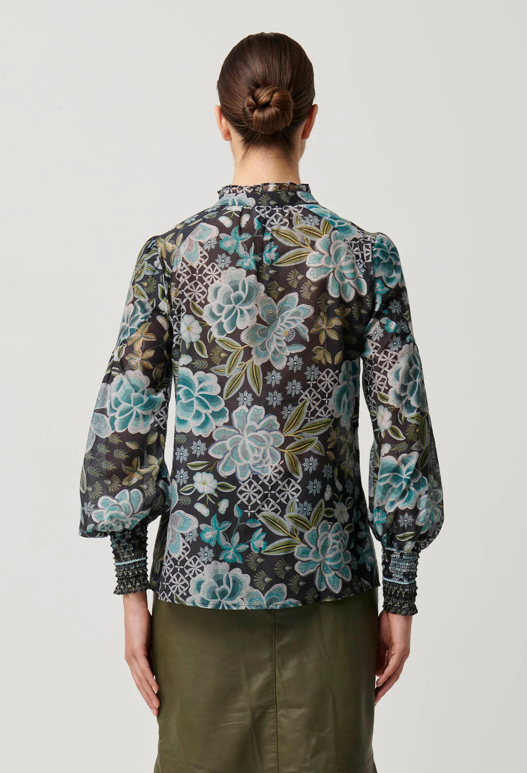 OnceWas Knox Cotton Silk Shirt - Dahlia Fields - Shop 9