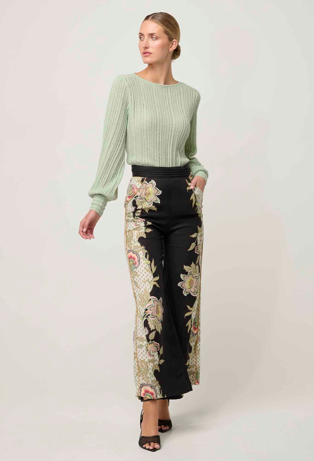 OnceWas Merida Linen Viscose Pant - Mariposa Nero - Shop 9