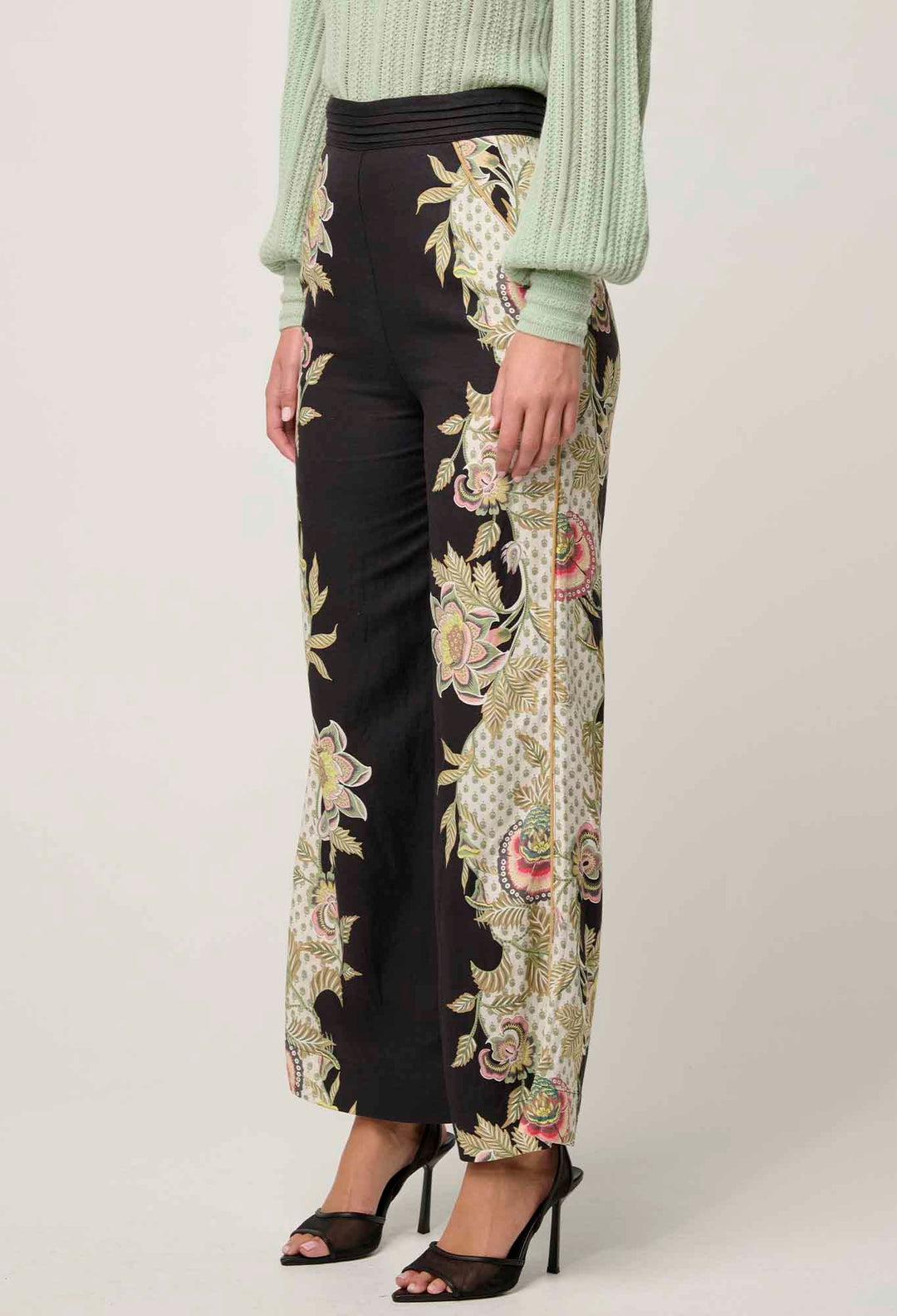 OnceWas Merida Linen Viscose Pant - Mariposa Nero - Shop 9