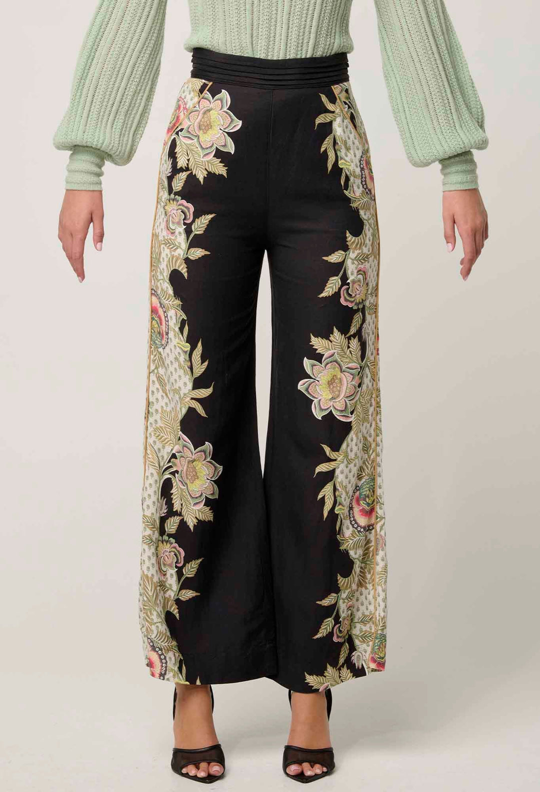 OnceWas Merida Linen Viscose Pant - Mariposa Nero - Shop 9