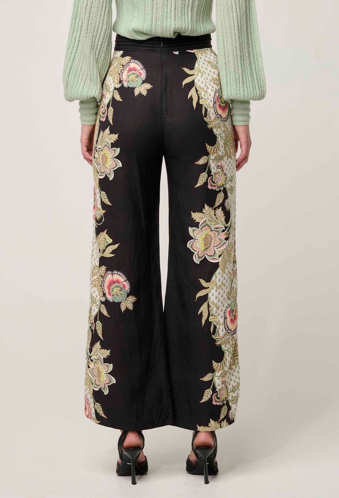 OnceWas Merida Linen Viscose Pant - Mariposa Nero - Shop 9