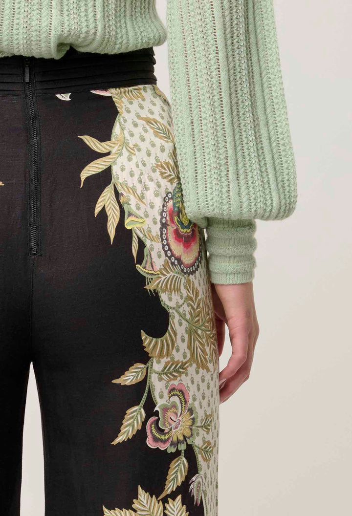 OnceWas Merida Linen Viscose Pant - Mariposa Nero - Shop 9