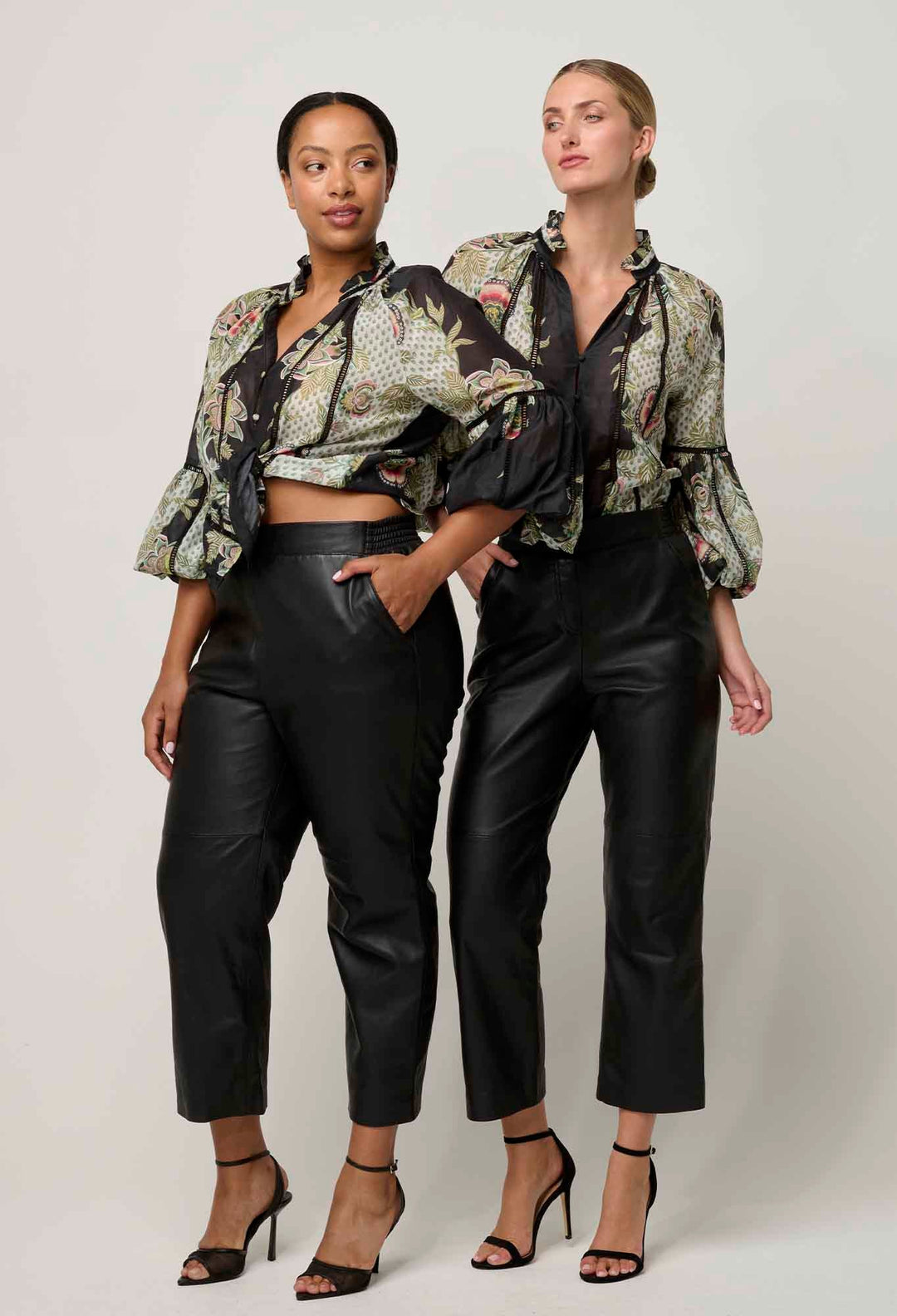 OnceWas Montoya Leather Straight Leg Pant - Onyx - Shop 9