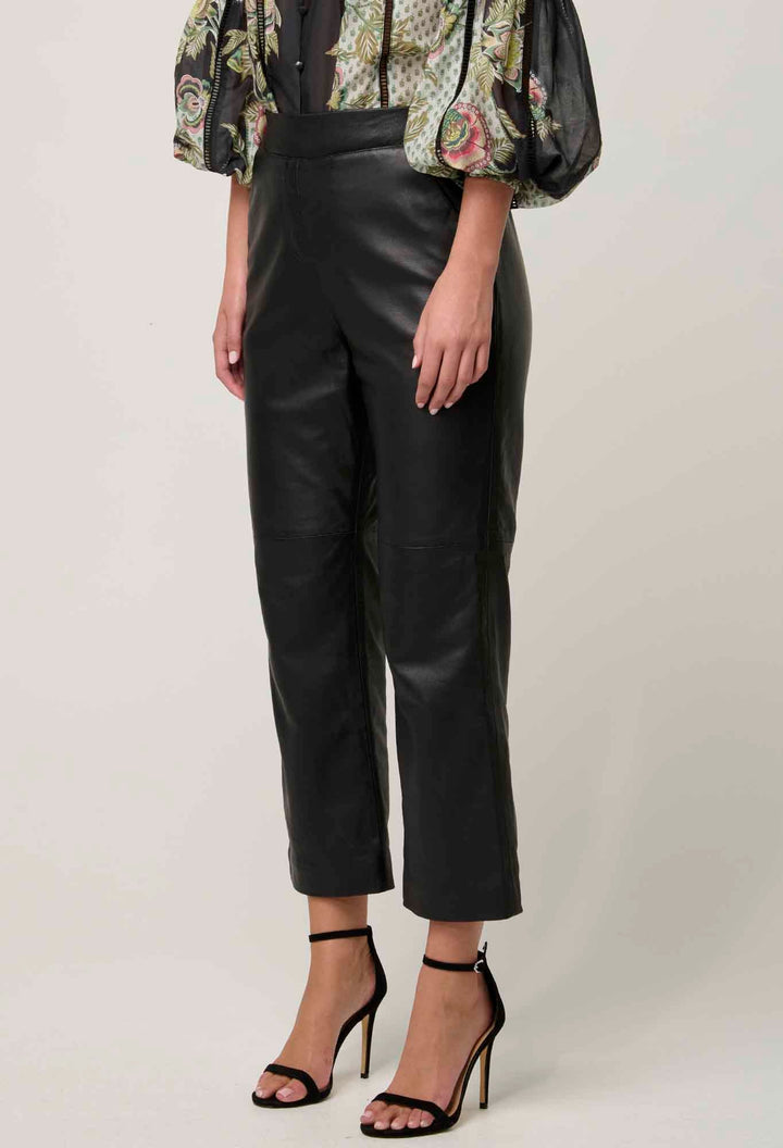 OnceWas Montoya Leather Straight Leg Pant - Onyx - Shop 9