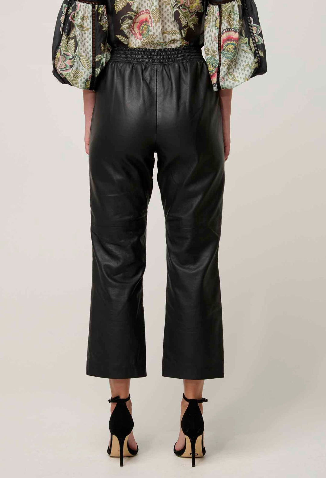OnceWas Montoya Leather Straight Leg Pant - Onyx - Shop 9