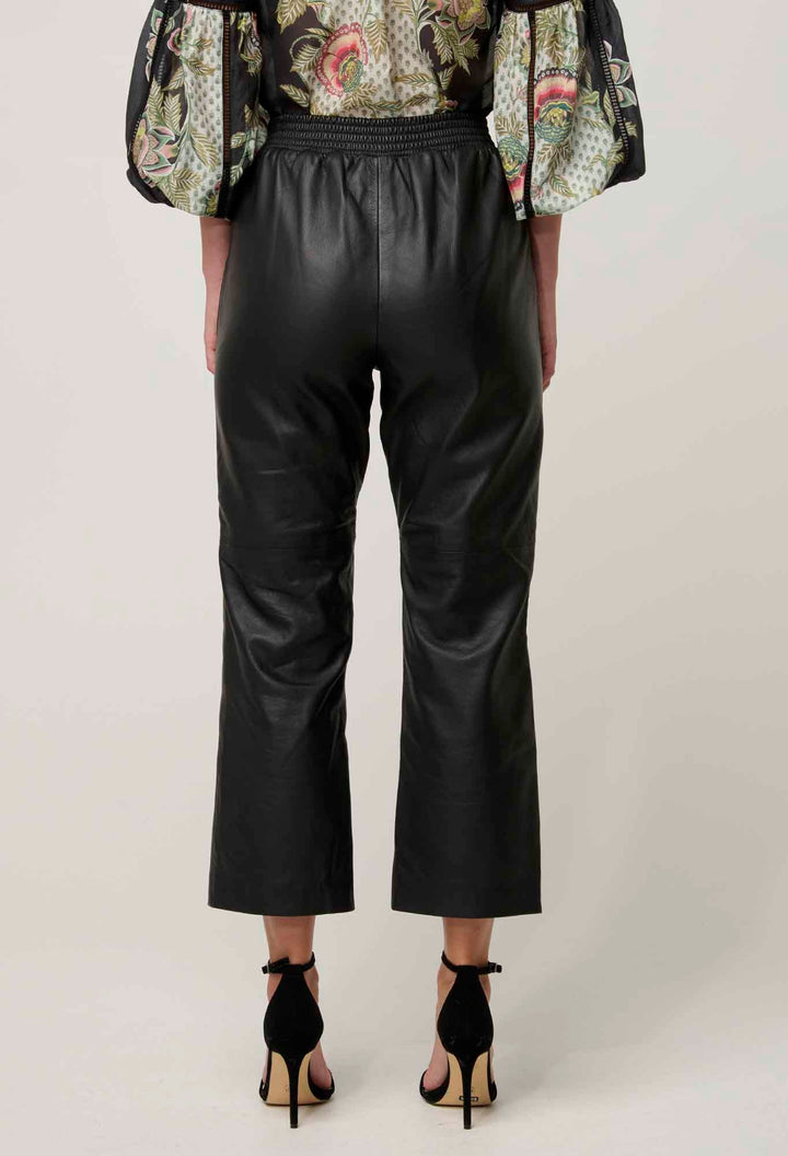OnceWas Montoya Leather Straight Leg Pant - Onyx - Shop 9