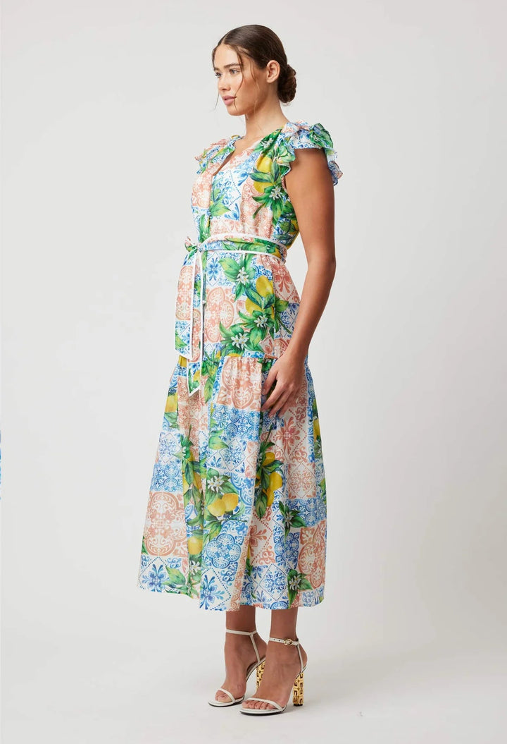 OnceWas Paradiso Cotton Silk Dress In Limonata - Shop 9