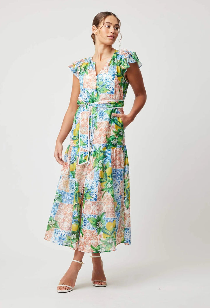 OnceWas Paradiso Cotton Silk Dress In Limonata - Shop 9