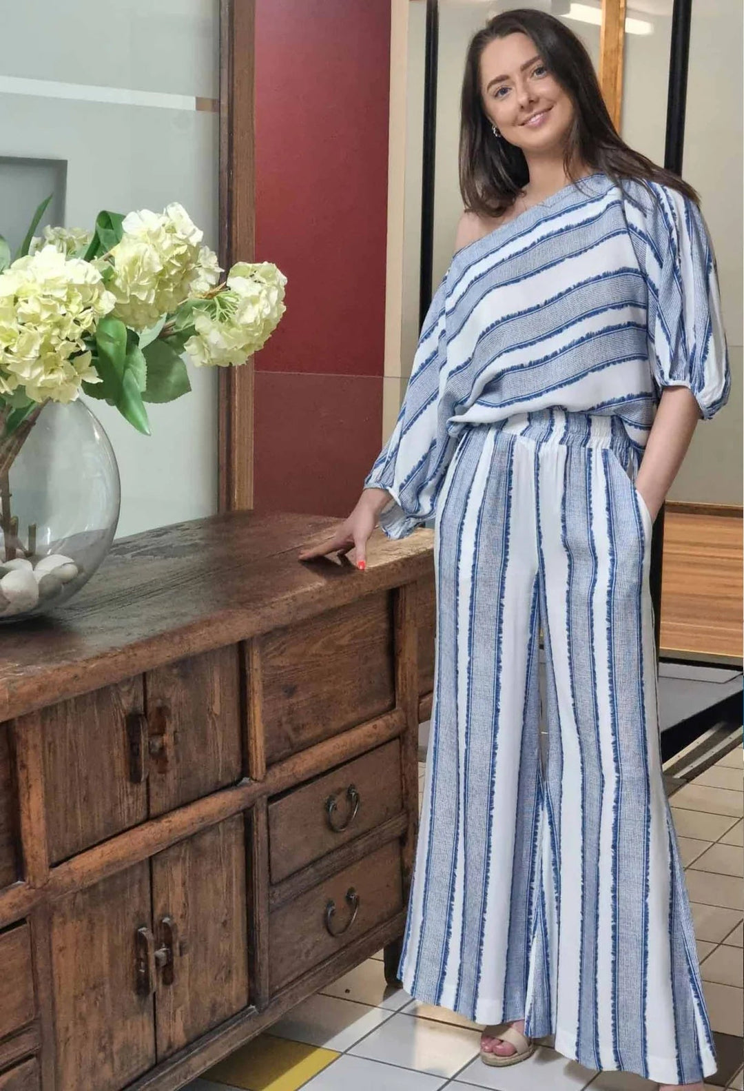 OnceWas Positano Viscose Top In Sorrento Stripe - Shop 9