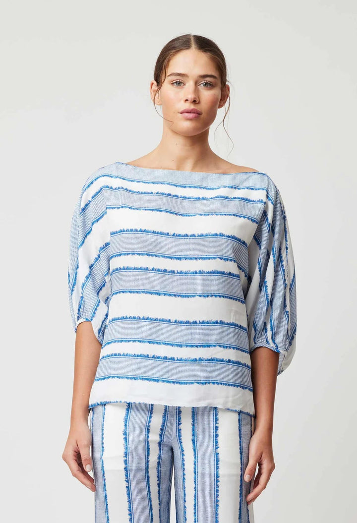 OnceWas Positano Viscose Top In Sorrento Stripe - Shop 9