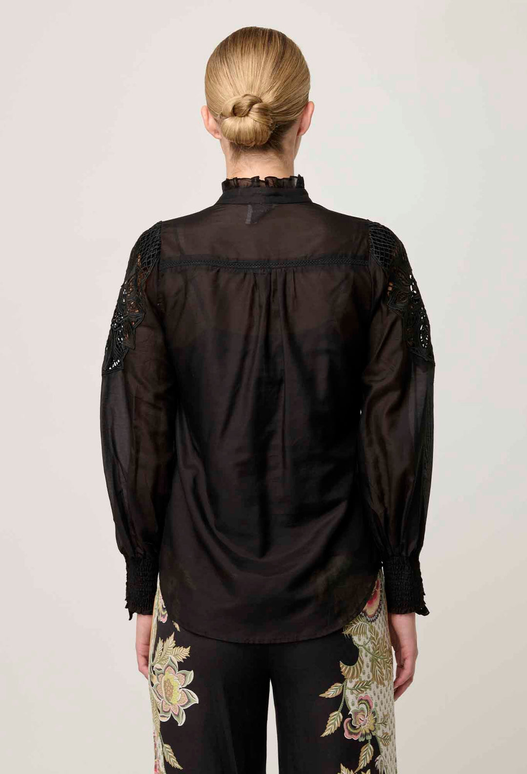 OnceWas Sevilla Cotton Silk Shirt - Onyx - Shop 9