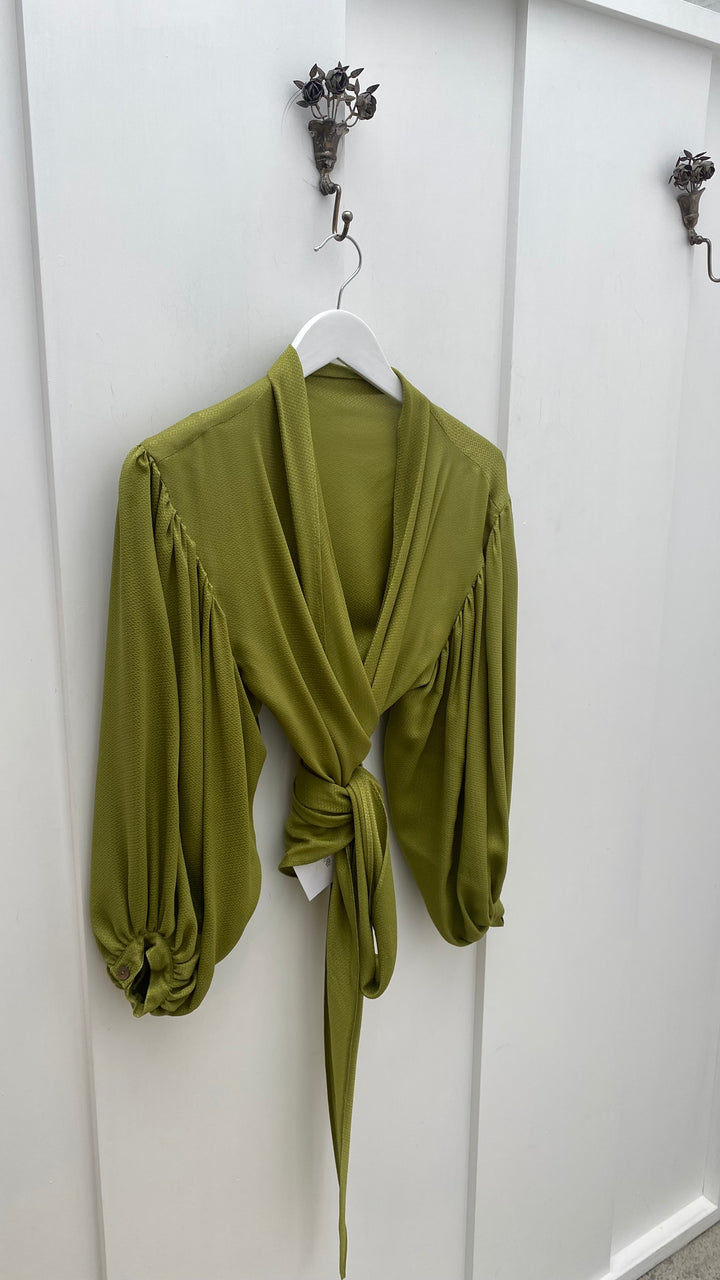 Pearl Romeo Wrap Top - Gecko - Shop 9