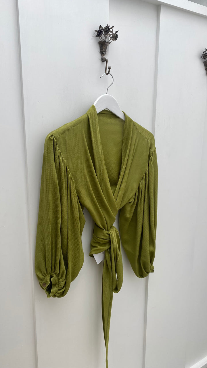 Pearl Romeo Wrap Top - Gecko - Shop 9