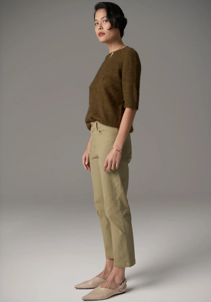 Pol Astrid Tee Pointelle - Khaki - Shop 9
