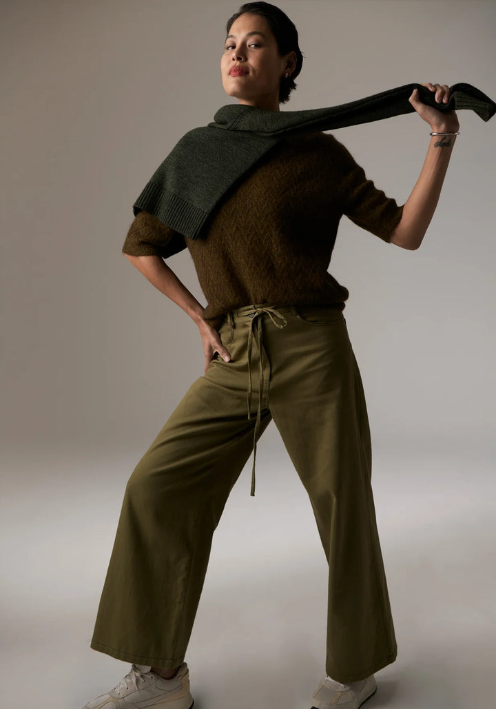 Pol Astrid Tee Pointelle - Khaki - Shop 9