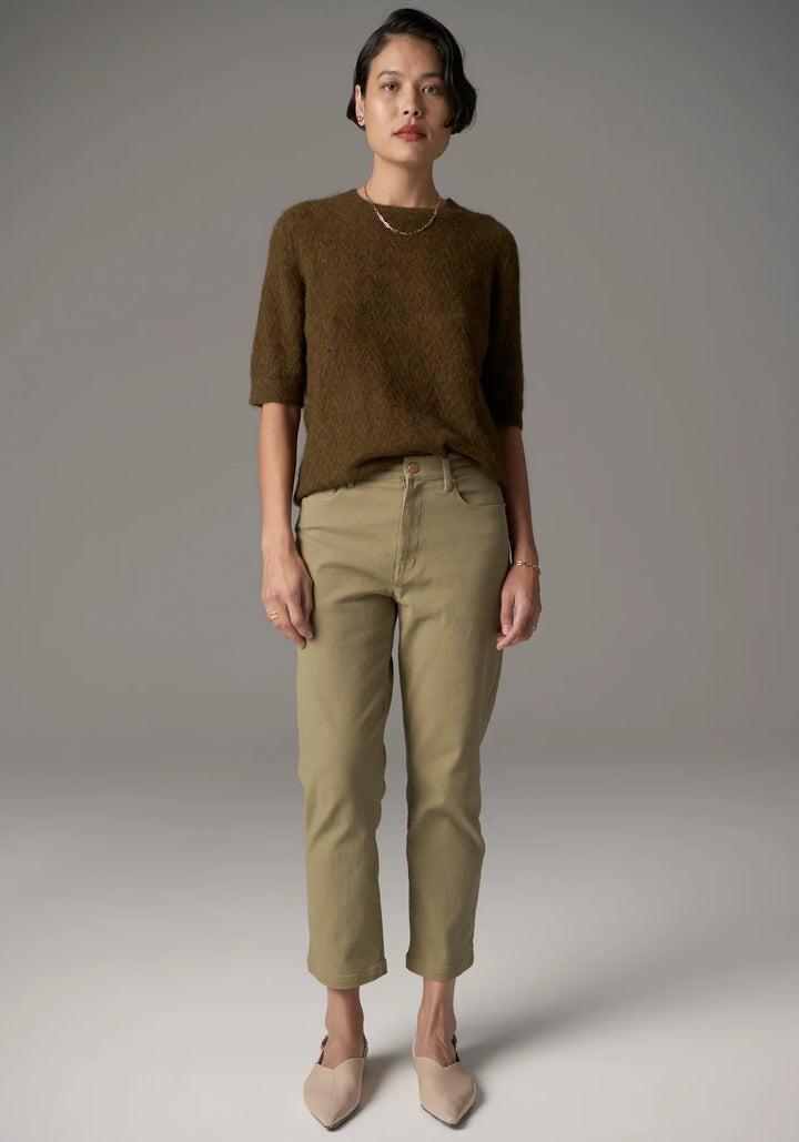 Pol Astrid Tee Pointelle - Khaki - Shop 9