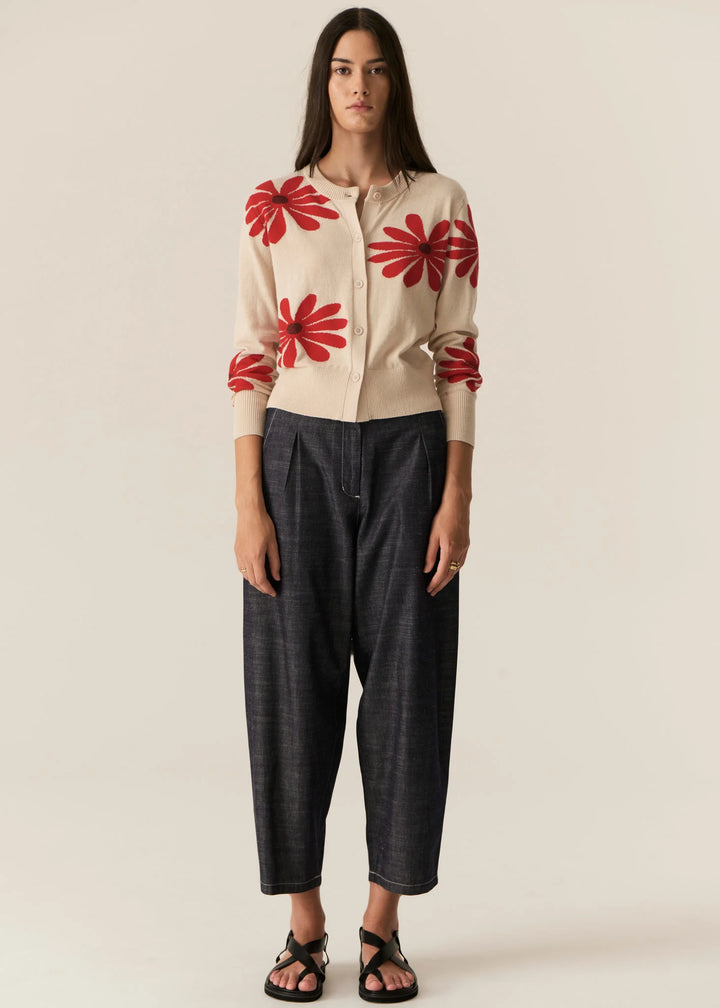 Pol Daisy Cardigan - Ecru/Red - Shop 9