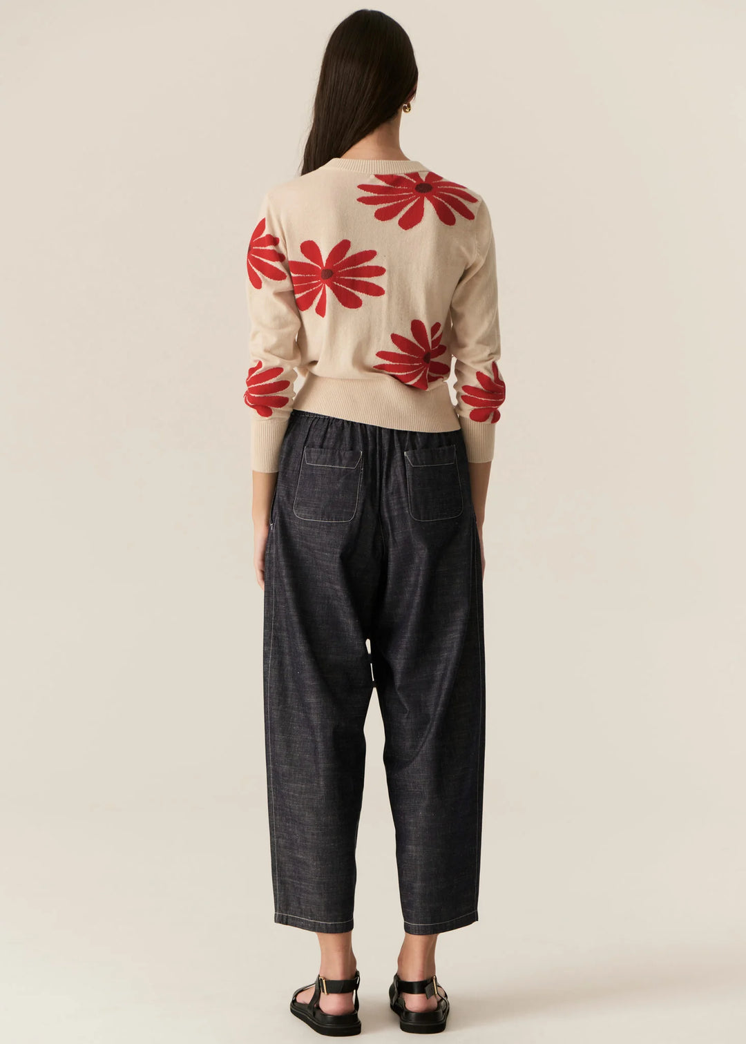 Pol Daisy Cardigan - Ecru/Red - Shop 9