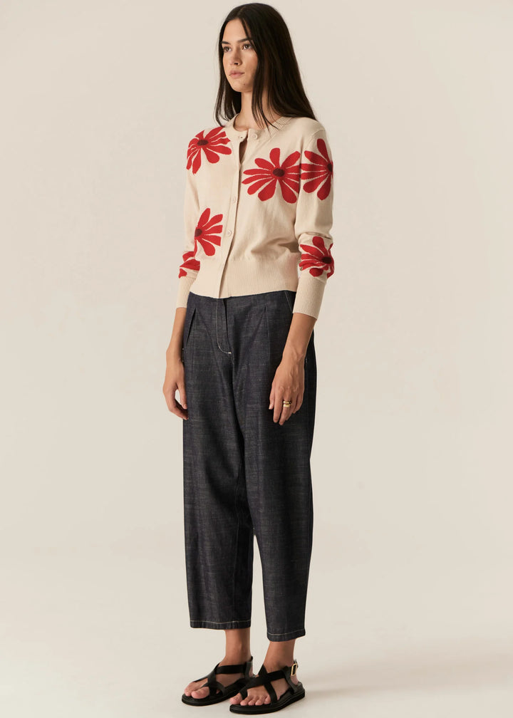 Pol Daisy Cardigan - Ecru/Red - Shop 9