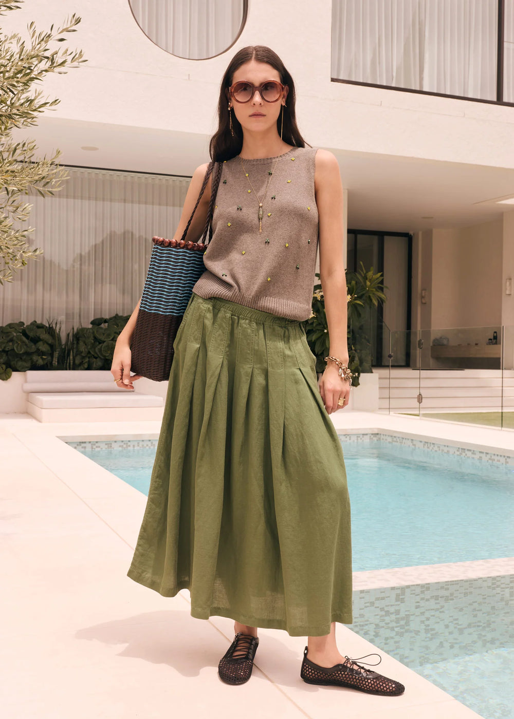 Pol Frankie Pleat Skirt - Fern - Shop 9