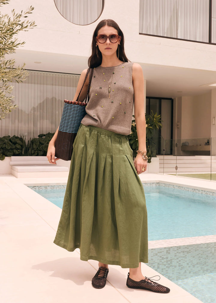 Pol Frankie Pleat Skirt - Fern - Shop 9