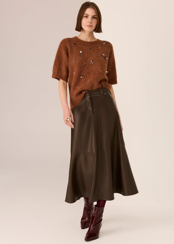 Pol Haviland Beaded Knit Tee - Toffee - Shop 9