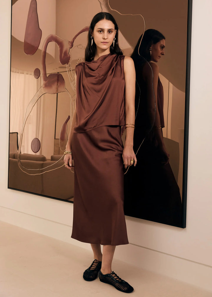 Pol Innes Tie Neck Top - Toffee - Shop 9