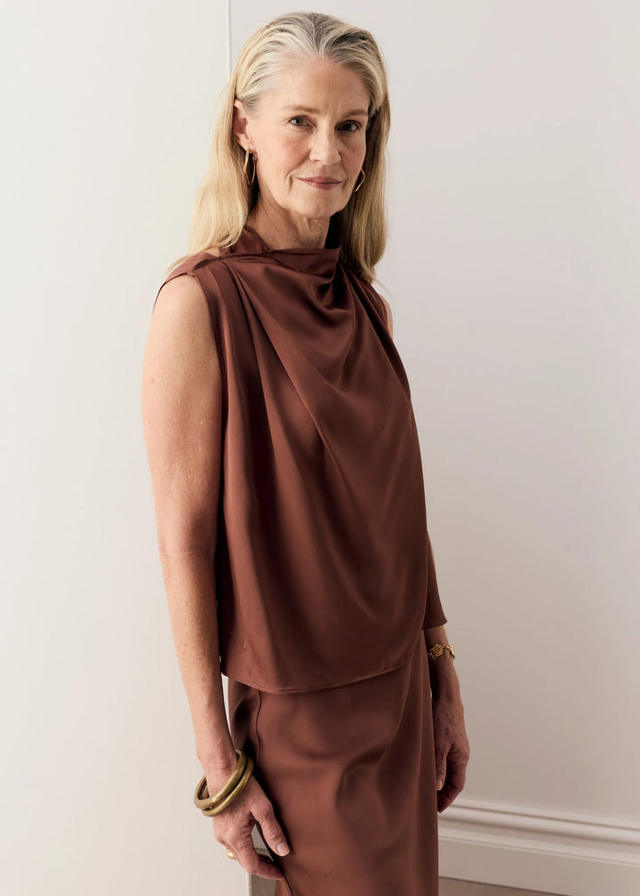 Pol Innes Tie Neck Top - Toffee - Shop 9