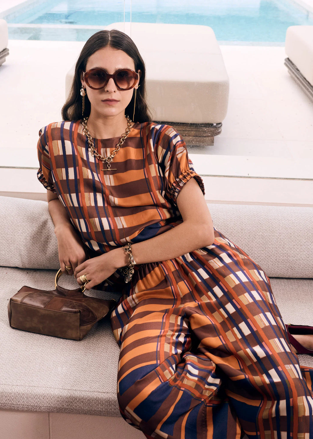 Pol Lattice Top - Amber Check