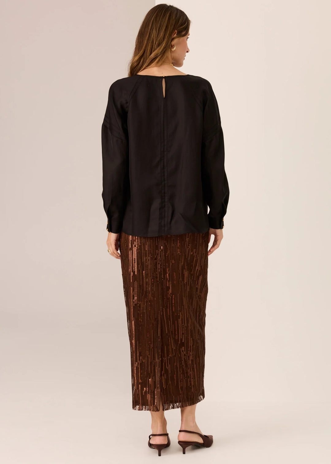 Pol Sequence Beaded Skirt - Choc - Shop 9