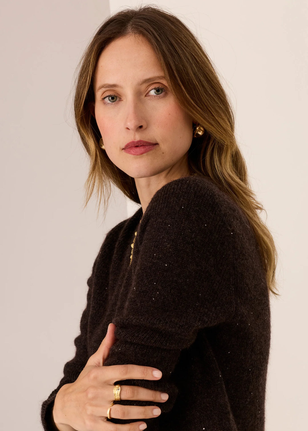 Pol Zane Knit Bay Sequin - Choc - Shop 9